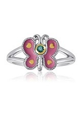 attractive teensy butterfly birthstone ring for babies and children